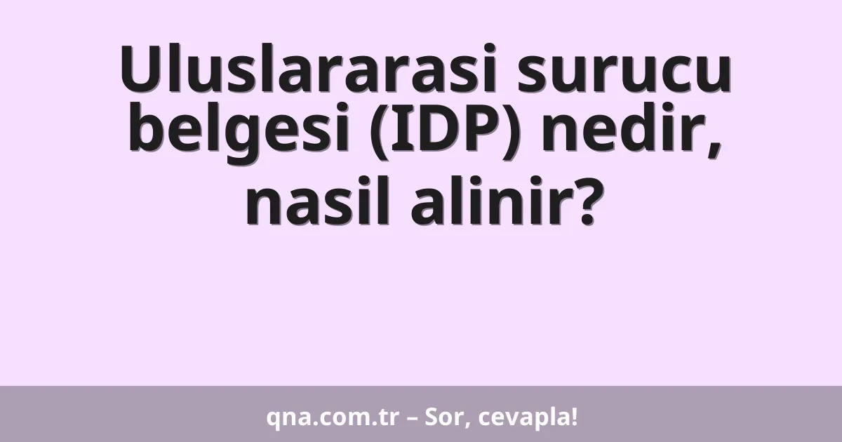 Uluslararasi surucu belgesi (IDP) nedir, nasil alinir?
