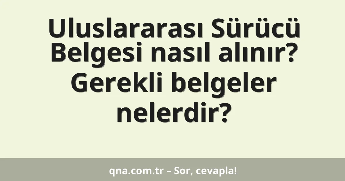 Uluslararası Sürücü Belgesi nasıl alınır? Gerekli belgeler nelerdir?