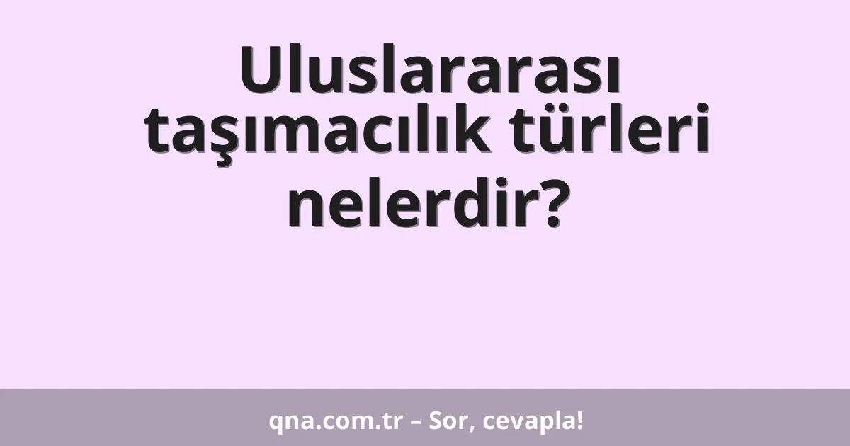 Uluslararası taşımacılık türleri nelerdir?