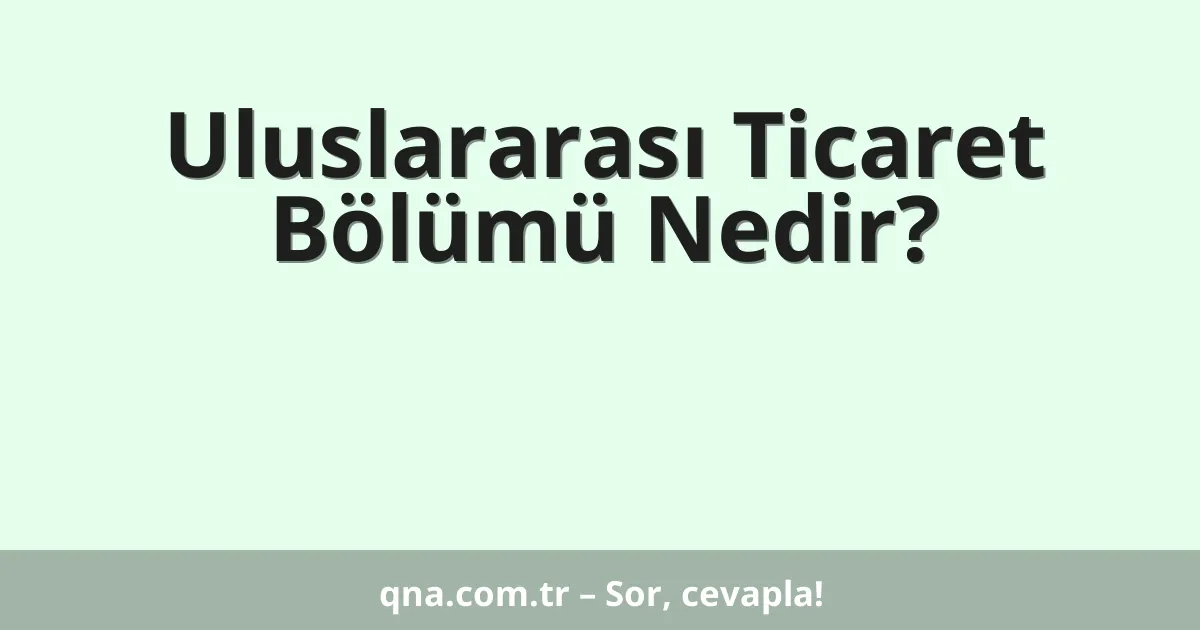 Uluslararası Ticaret Bölümü Nedir?