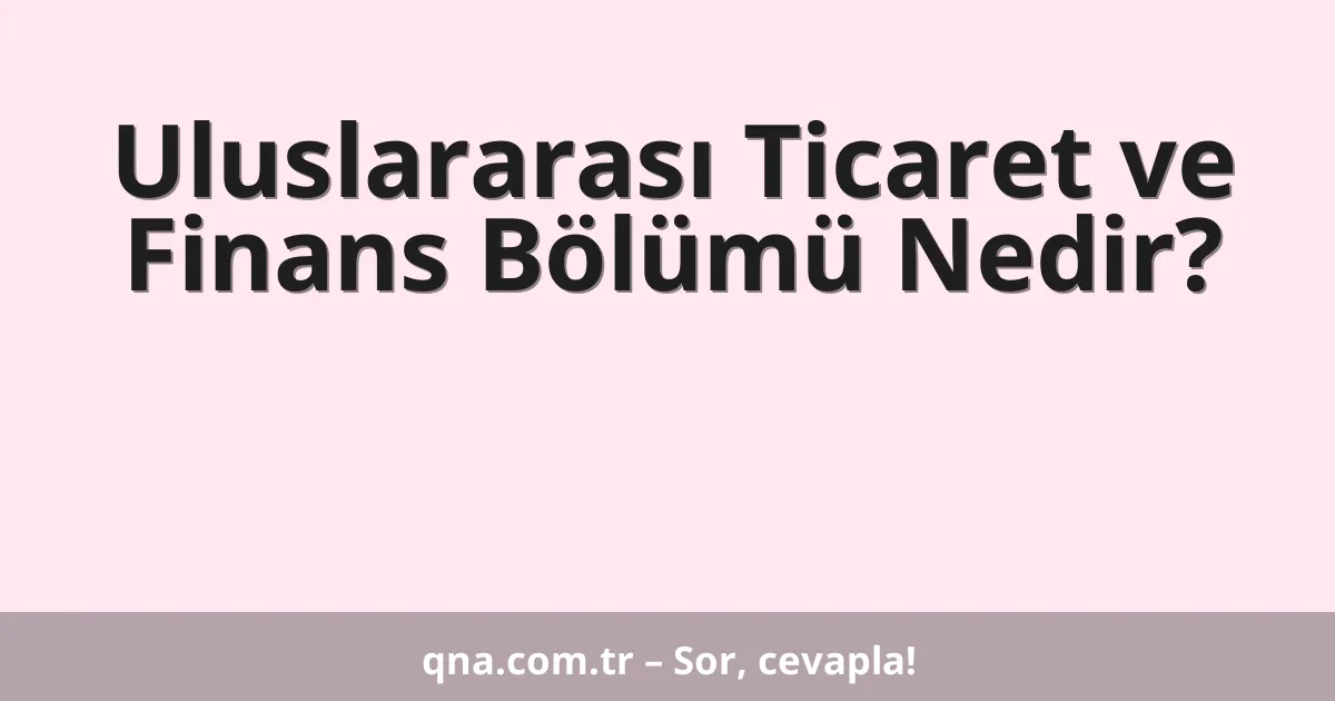 Uluslararası Ticaret ve Finans Bölümü Nedir?