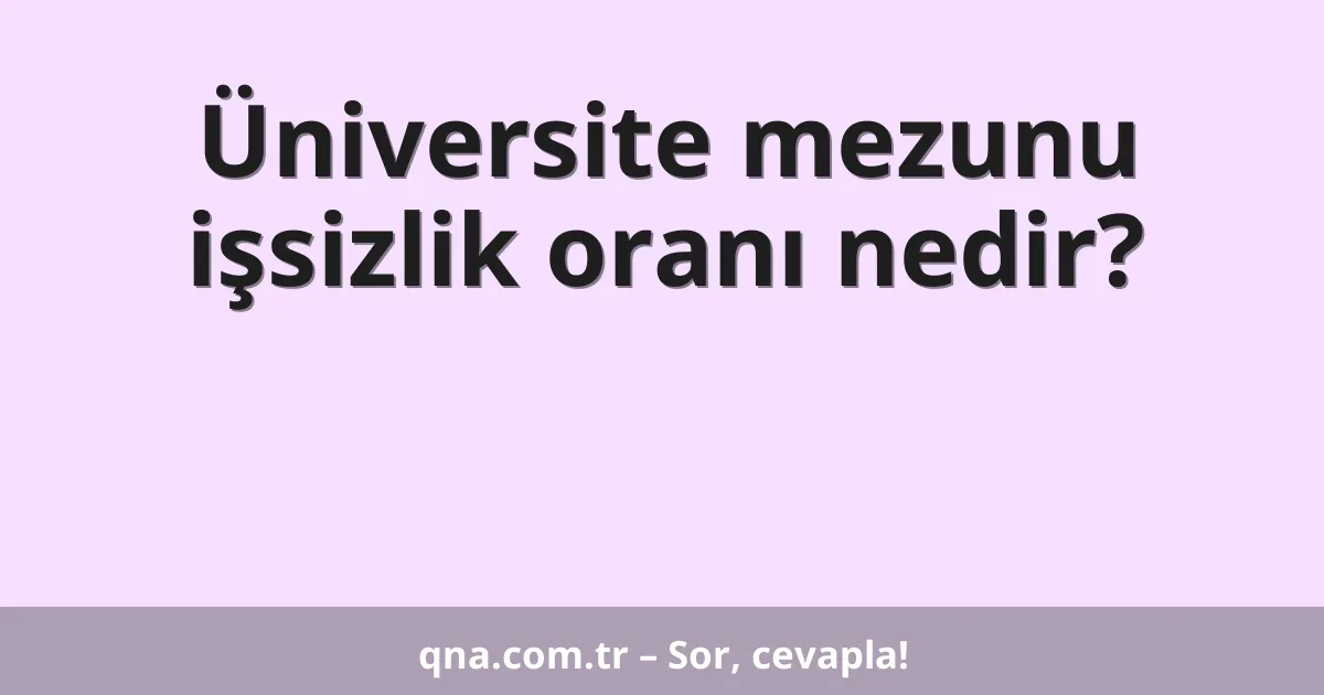 Üniversite mezunu işsizlik oranı nedir?