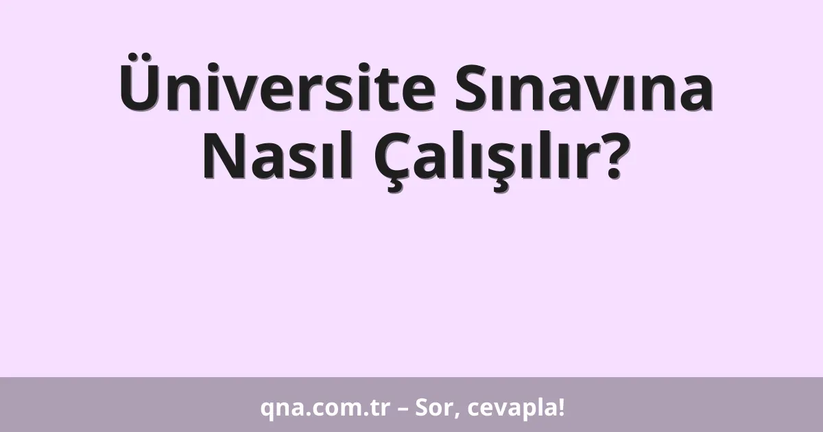 Üniversite Sınavına Nasıl Çalışılır?
