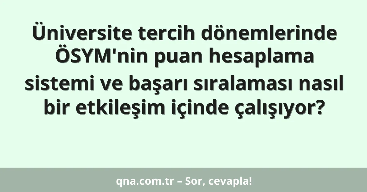 Üniversite tercih dönemlerinde ÖSYM'nin puan hesaplama sistemi ve başarı sıralaması nasıl bir etkileşim içinde çalışıyor?