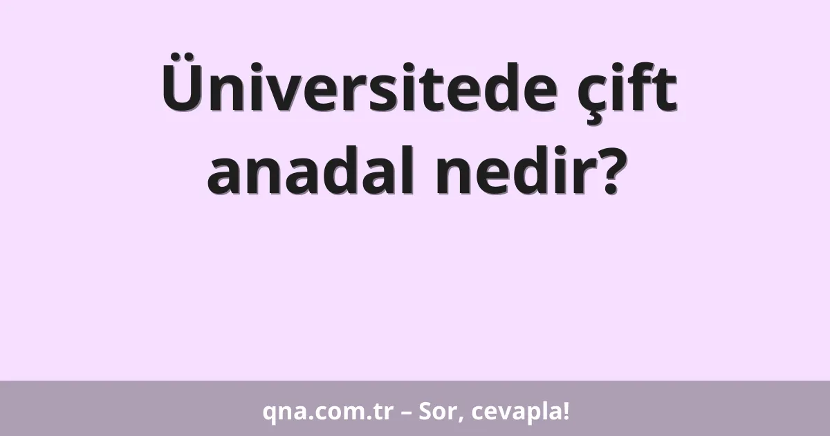 Üniversitede çift anadal nedir?