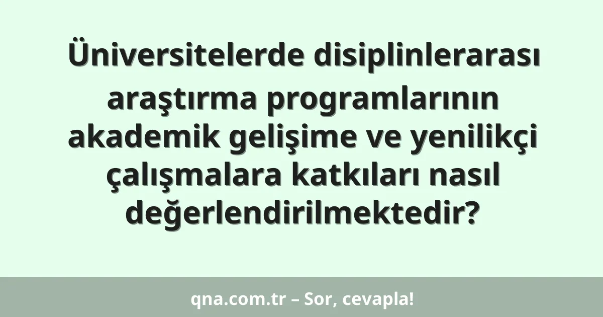 Üniversitelerde disiplinlerarası araştırma programlarının akademik gelişime ve yenilikçi çalışmalara katkıları nasıl değerlendirilmektedir?