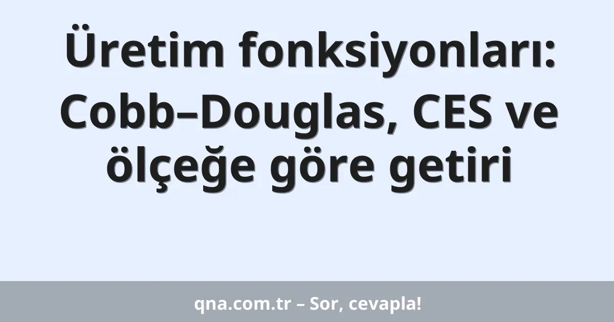 Üretim fonksiyonları: Cobb–Douglas, CES ve ölçeğe göre getiri
