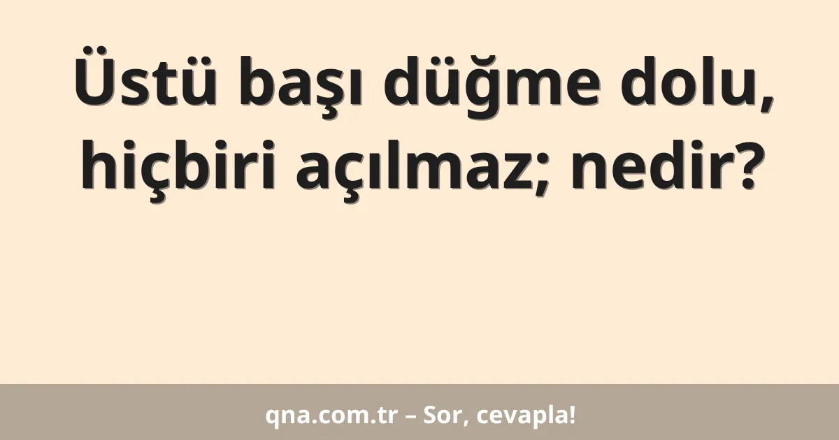 Üstü başı düğme dolu, hiçbiri açılmaz; nedir?