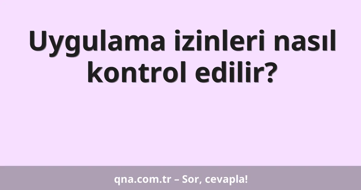 Uygulama izinleri nasıl kontrol edilir?