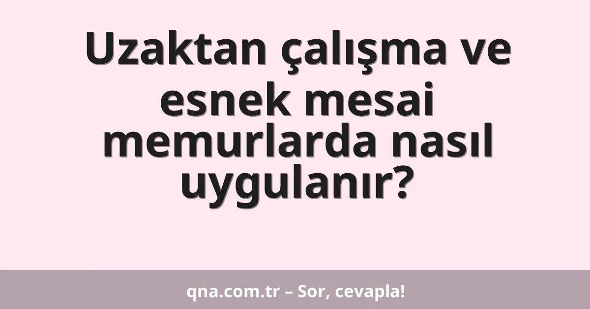 Uzaktan çalışma ve esnek mesai memurlarda nasıl uygulanır?