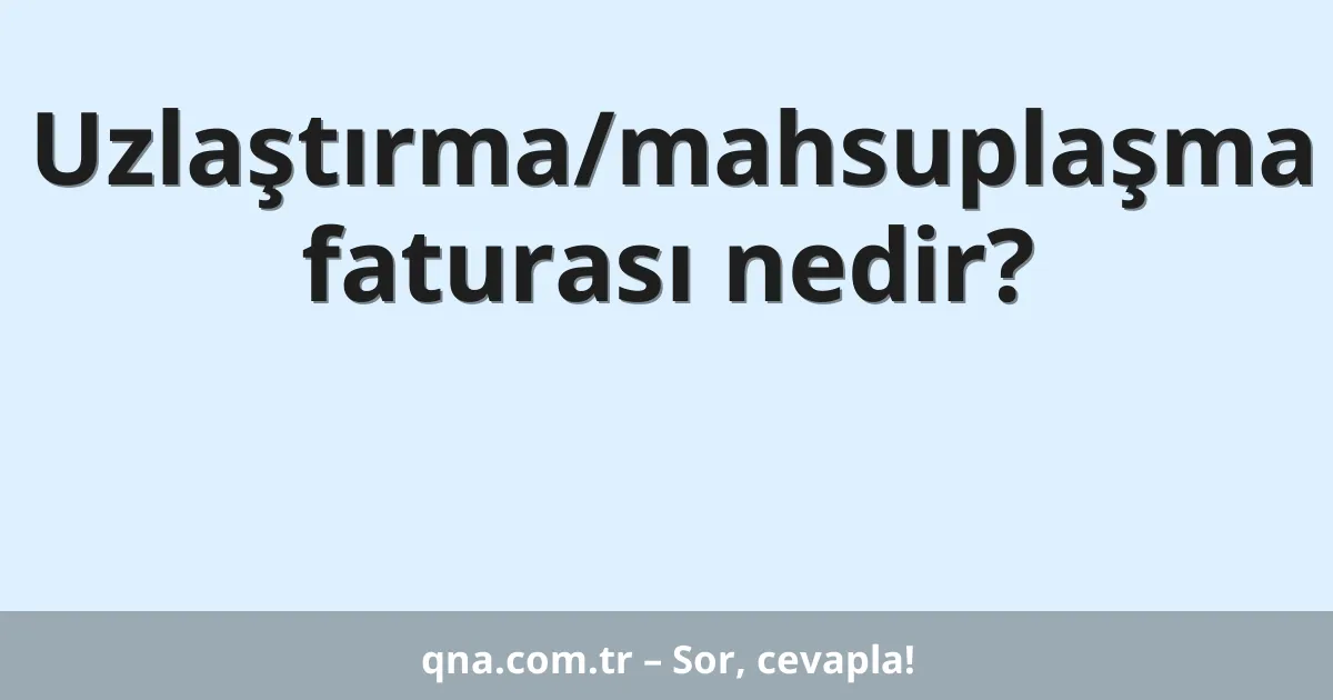 Uzlaştırma/mahsuplaşma faturası nedir?