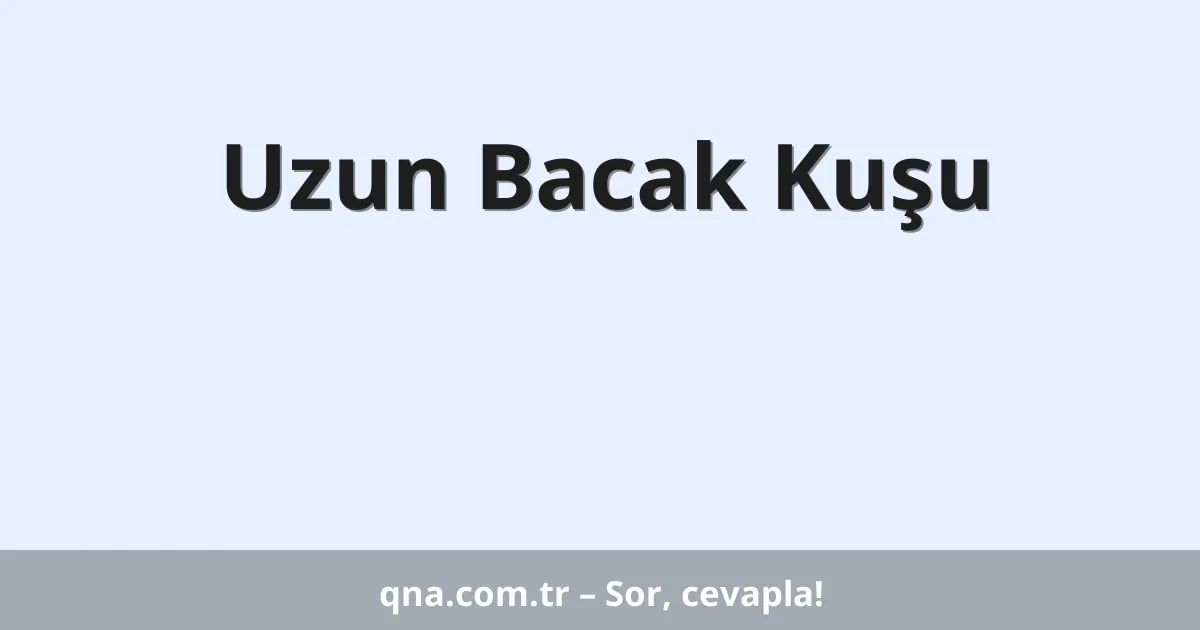 Uzun Bacak Kuşu