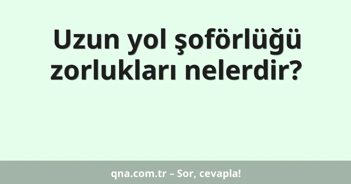 Uzun yol şoförlüğü zorlukları nelerdir?