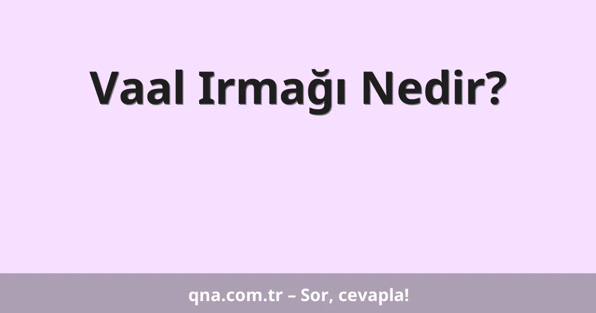 Vaal Irmağı Nedir?