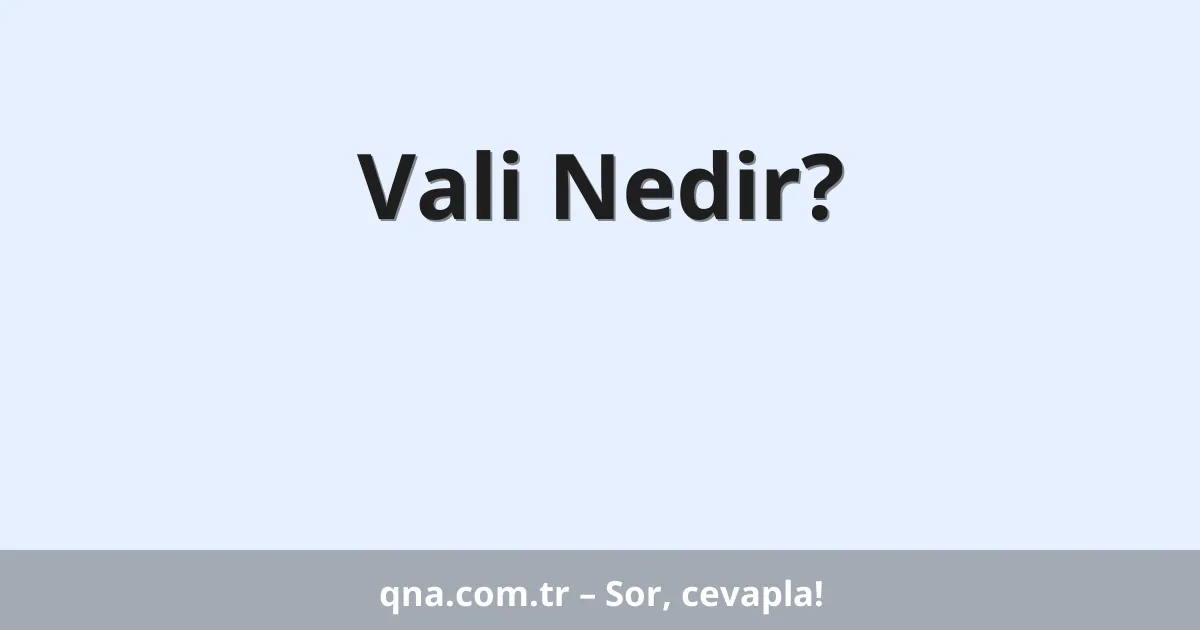 Vali Nedir?