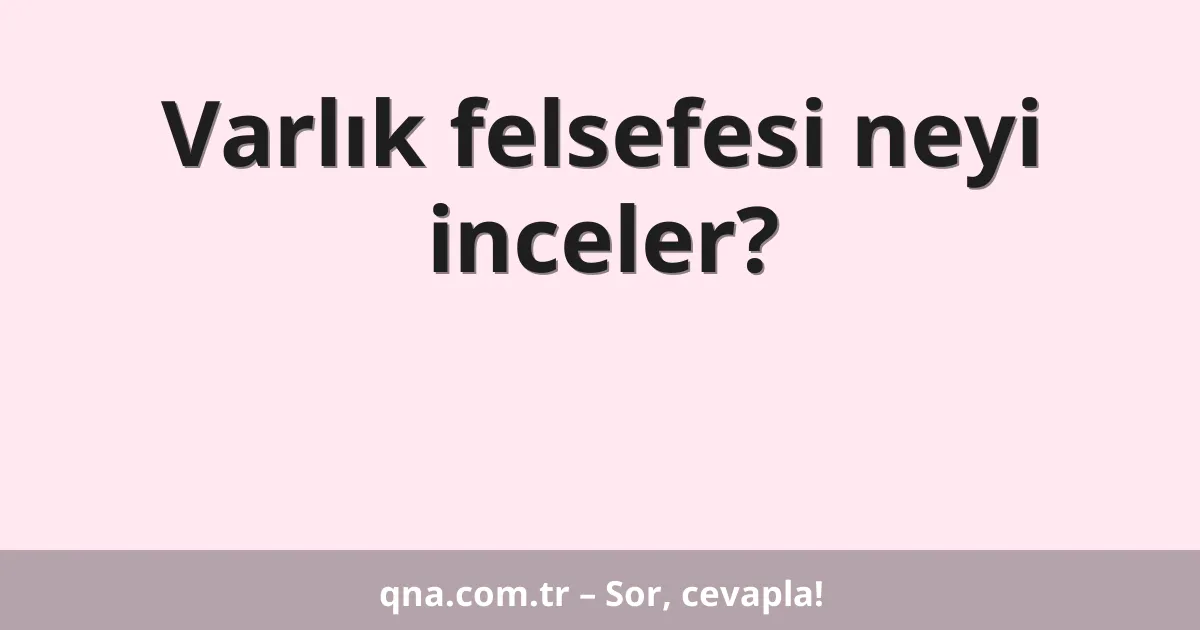Varlık felsefesi neyi inceler?