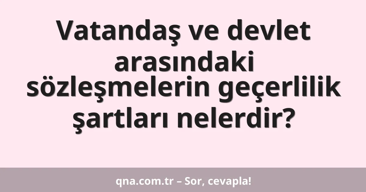 Vatandaş ve devlet arasındaki sözleşmelerin geçerlilik şartları nelerdir?
