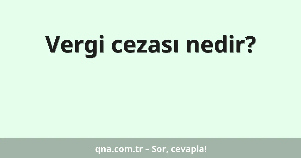 Vergi cezası nedir?