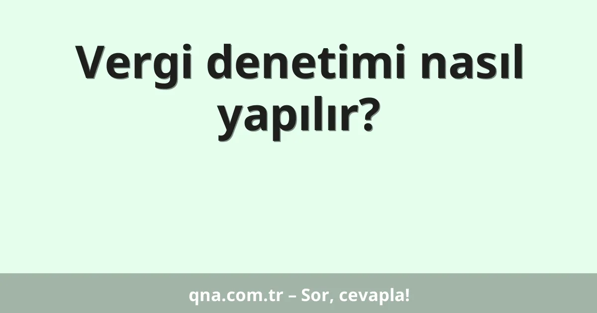 Vergi denetimi nasıl yapılır?