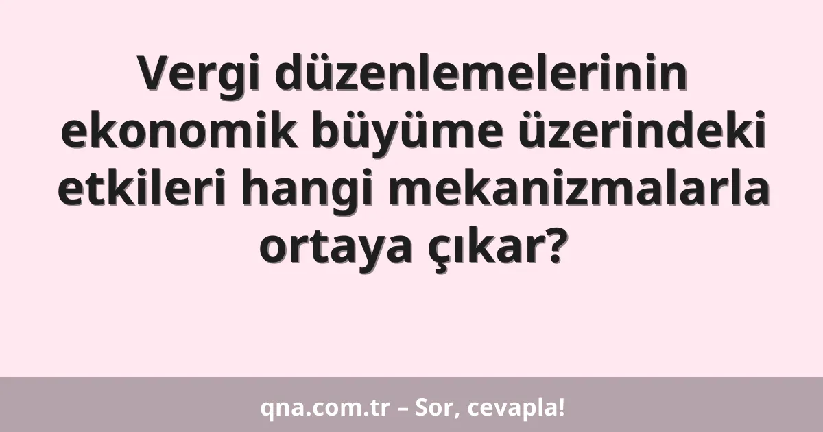 Vergi düzenlemelerinin ekonomik büyüme üzerindeki etkileri hangi mekanizmalarla ortaya çıkar?