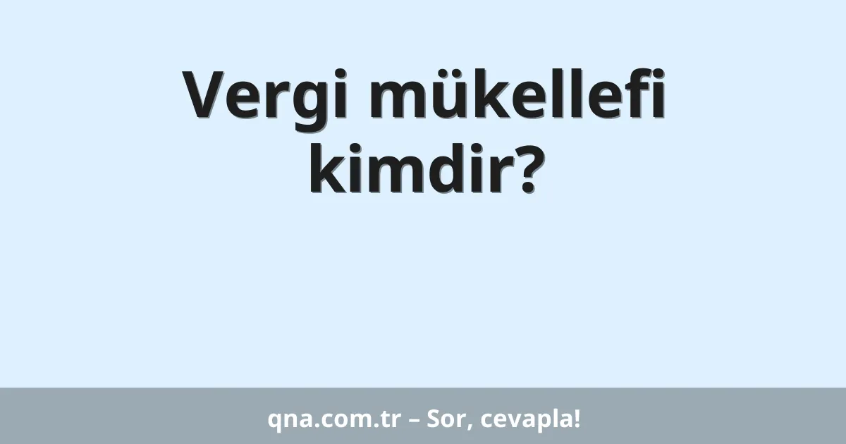 Vergi mükellefi kimdir?