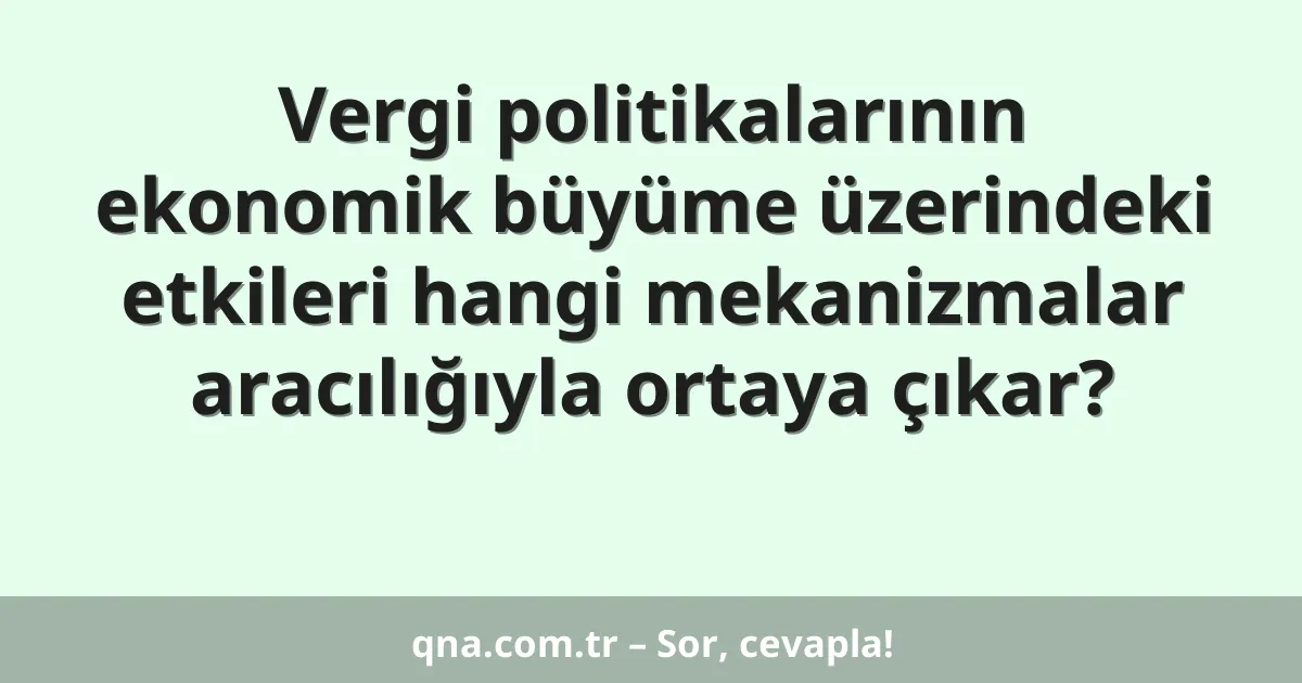 Vergi politikalarının ekonomik büyüme üzerindeki etkileri hangi mekanizmalar aracılığıyla ortaya çıkar?