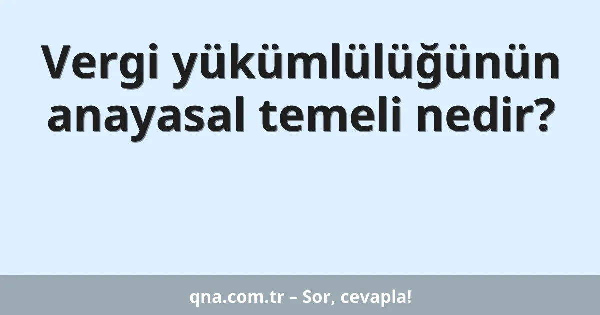 Vergi yükümlülüğünün anayasal temeli nedir?
