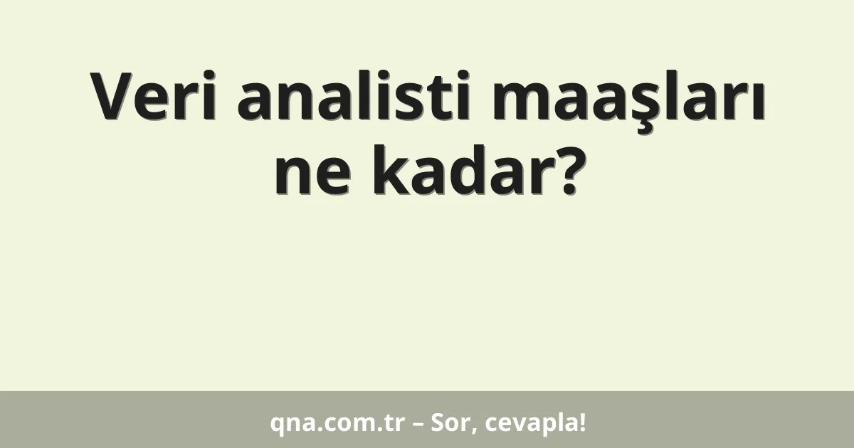 Veri analisti maaşları ne kadar?