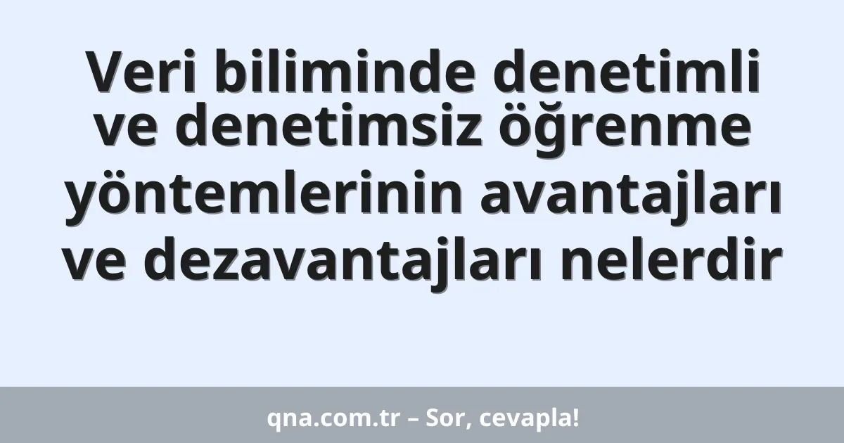 Veri biliminde denetimli ve denetimsiz öğrenme yöntemlerinin avantajları ve dezavantajları nelerdir