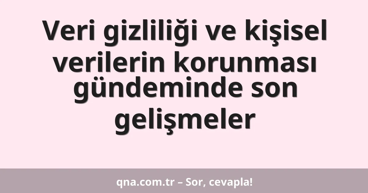 Veri gizliliği ve kişisel verilerin korunması gündeminde son gelişmeler
