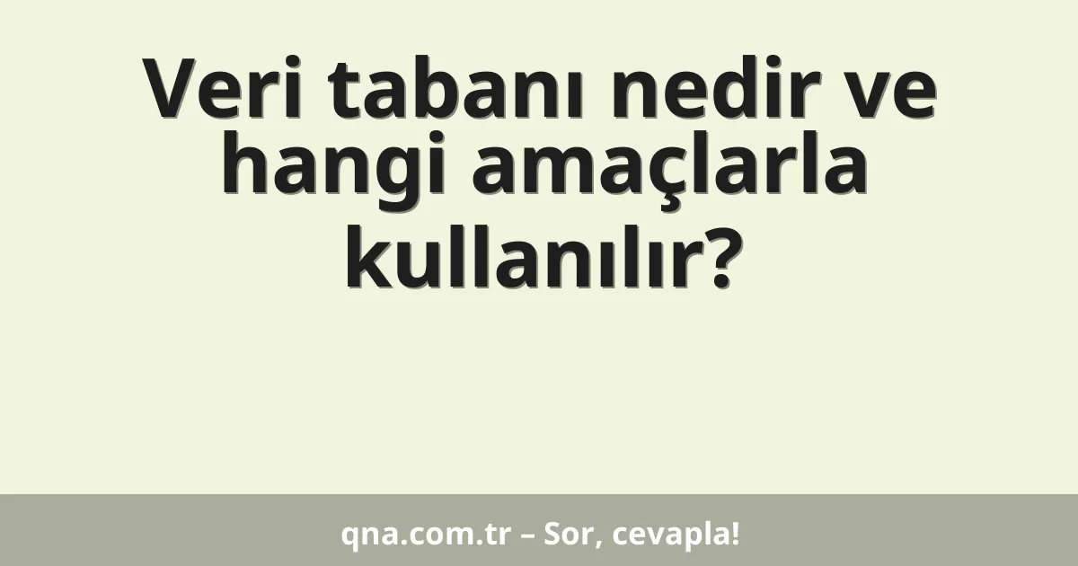 Veri tabanı nedir ve hangi amaçlarla kullanılır?