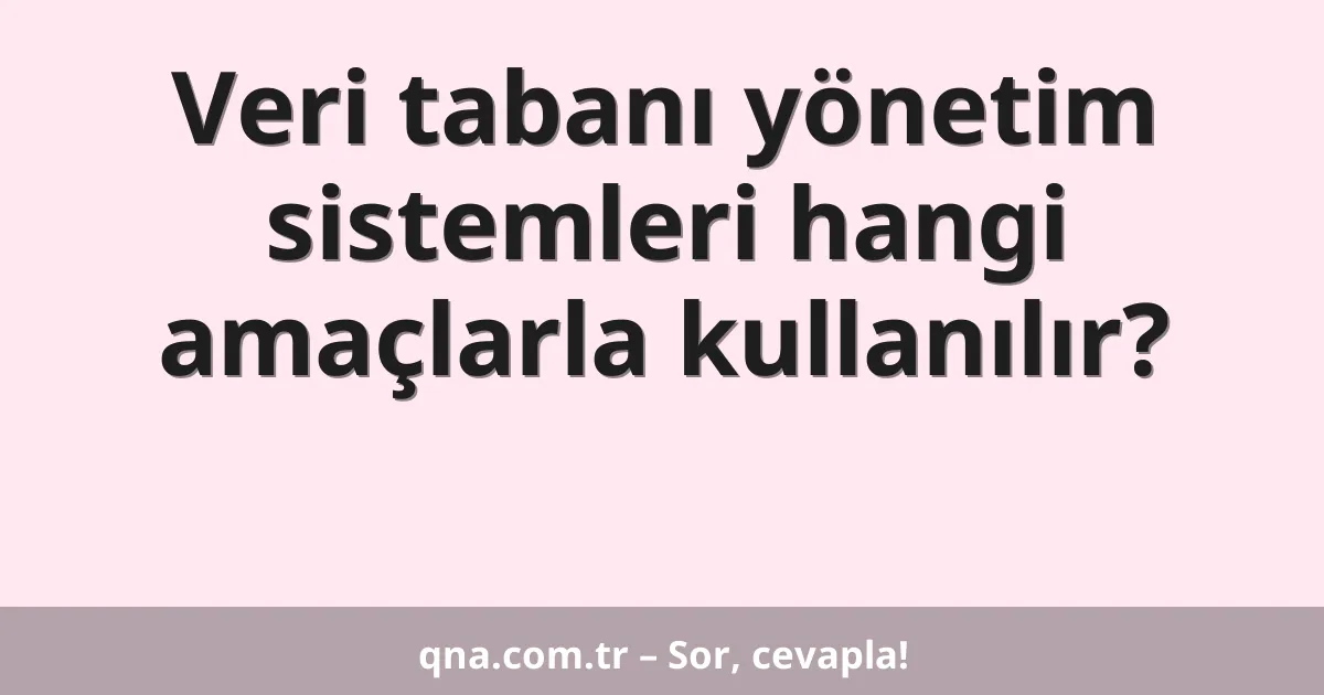 Veri tabanı yönetim sistemleri hangi amaçlarla kullanılır?