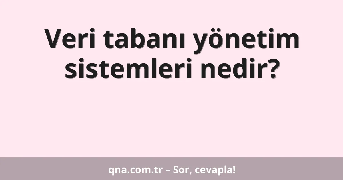 Veri tabanı yönetim sistemleri nedir?