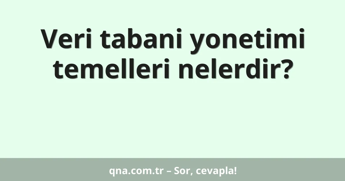 Veri tabani yonetimi temelleri nelerdir?