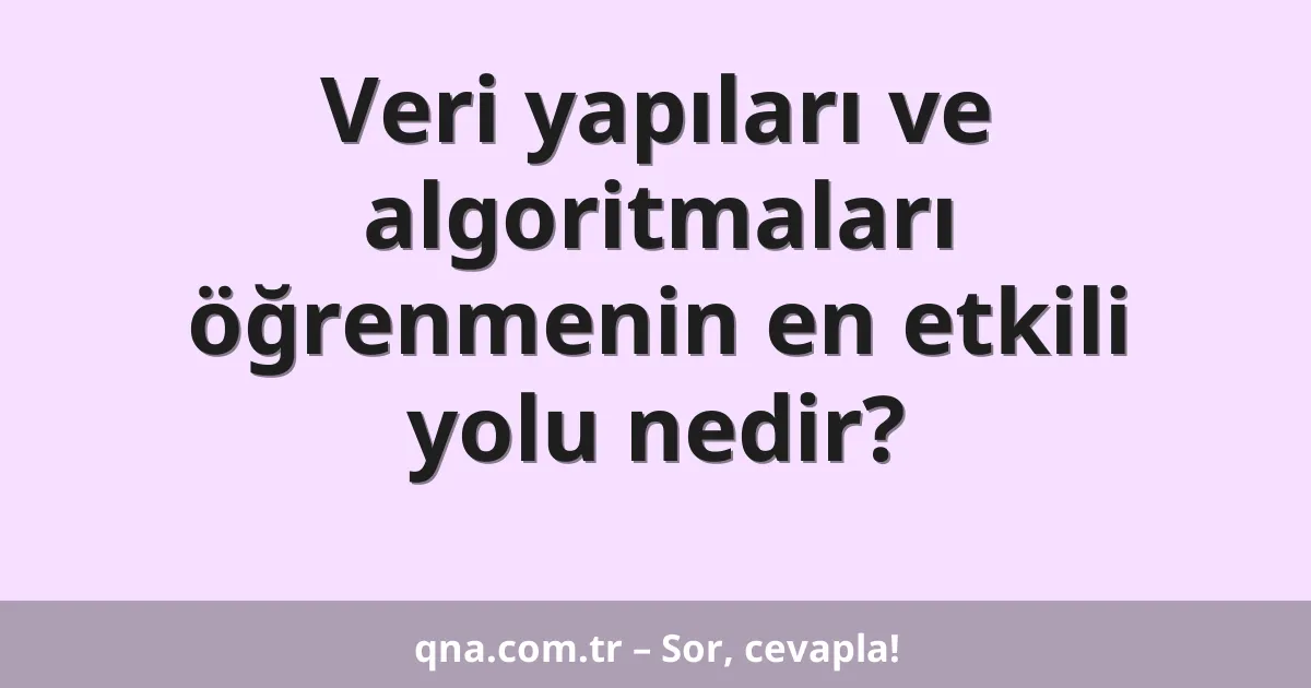 Veri yapıları ve algoritmaları öğrenmenin en etkili yolu nedir?