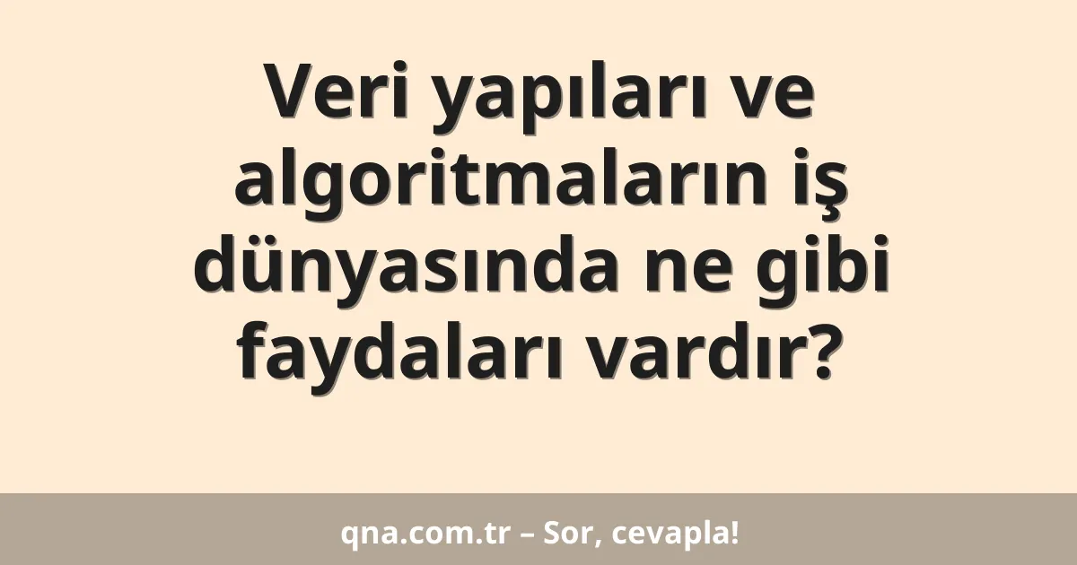 Veri yapıları ve algoritmaların iş dünyasında ne gibi faydaları vardır?