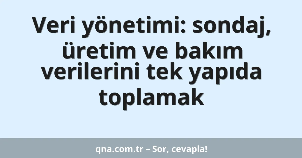 Veri yönetimi: sondaj, üretim ve bakım verilerini tek yapıda toplamak