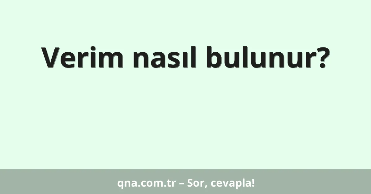 Verim nasıl bulunur?