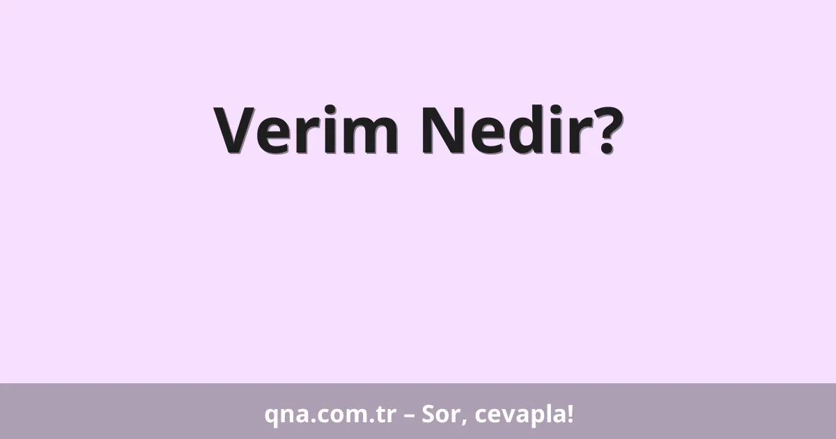 Verim Nedir?