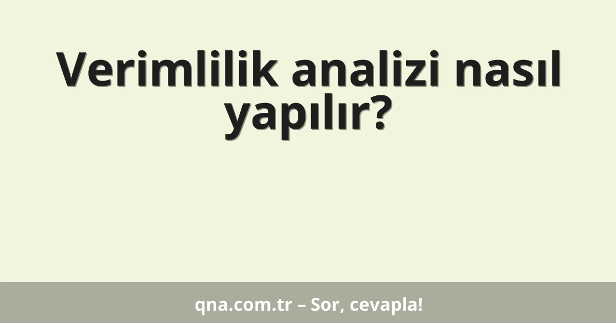 Verimlilik analizi nasıl yapılır?