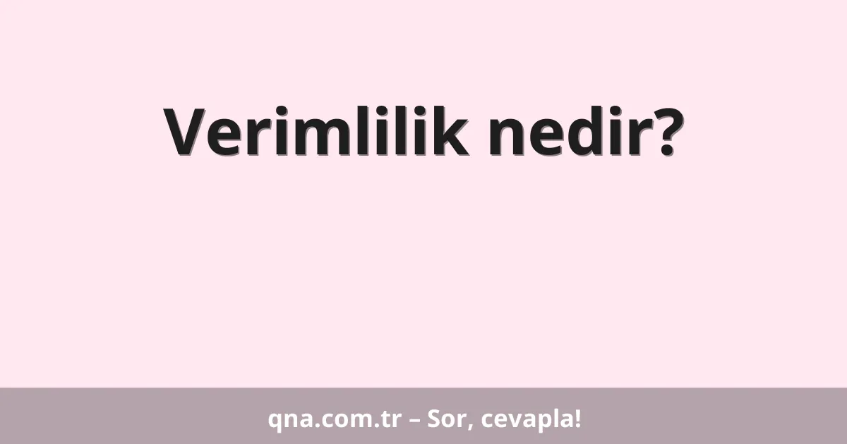 Verimlilik nedir?