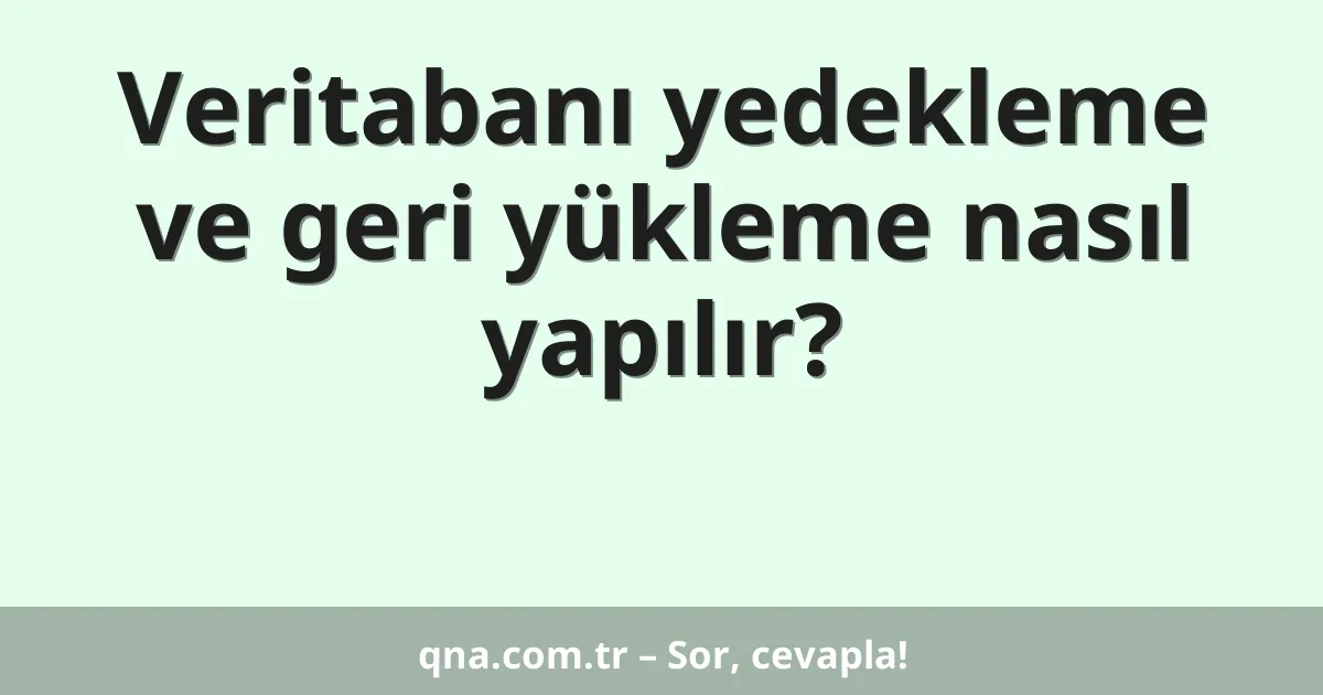 Veritabanı yedekleme ve geri yükleme nasıl yapılır?