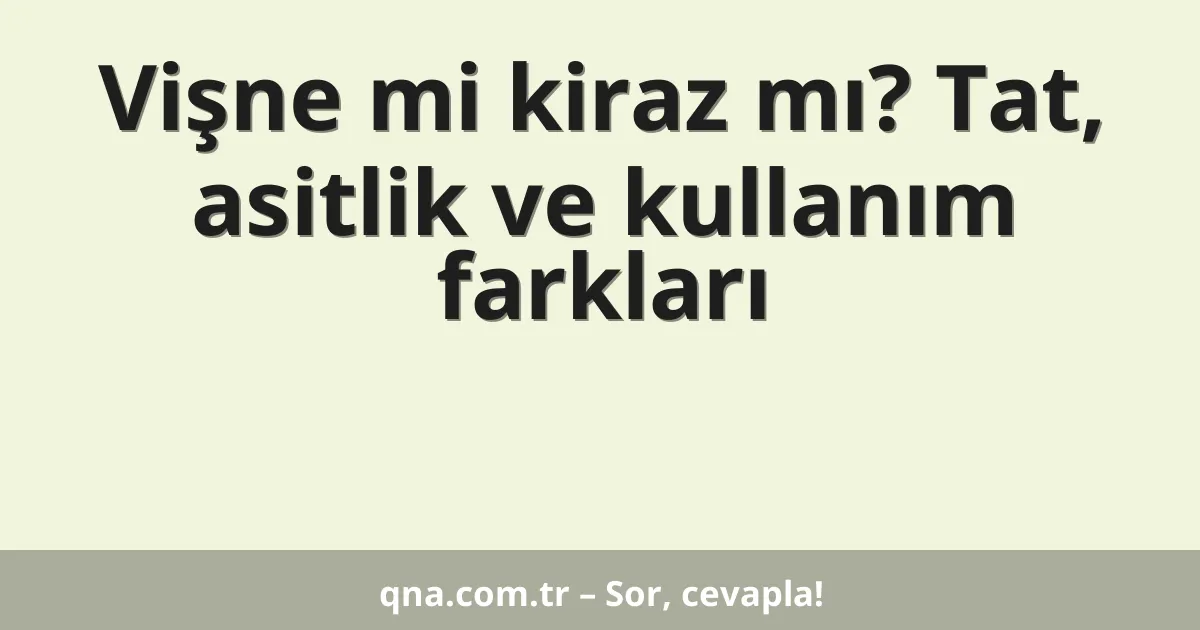 Vişne mi kiraz mı? Tat, asitlik ve kullanım farkları