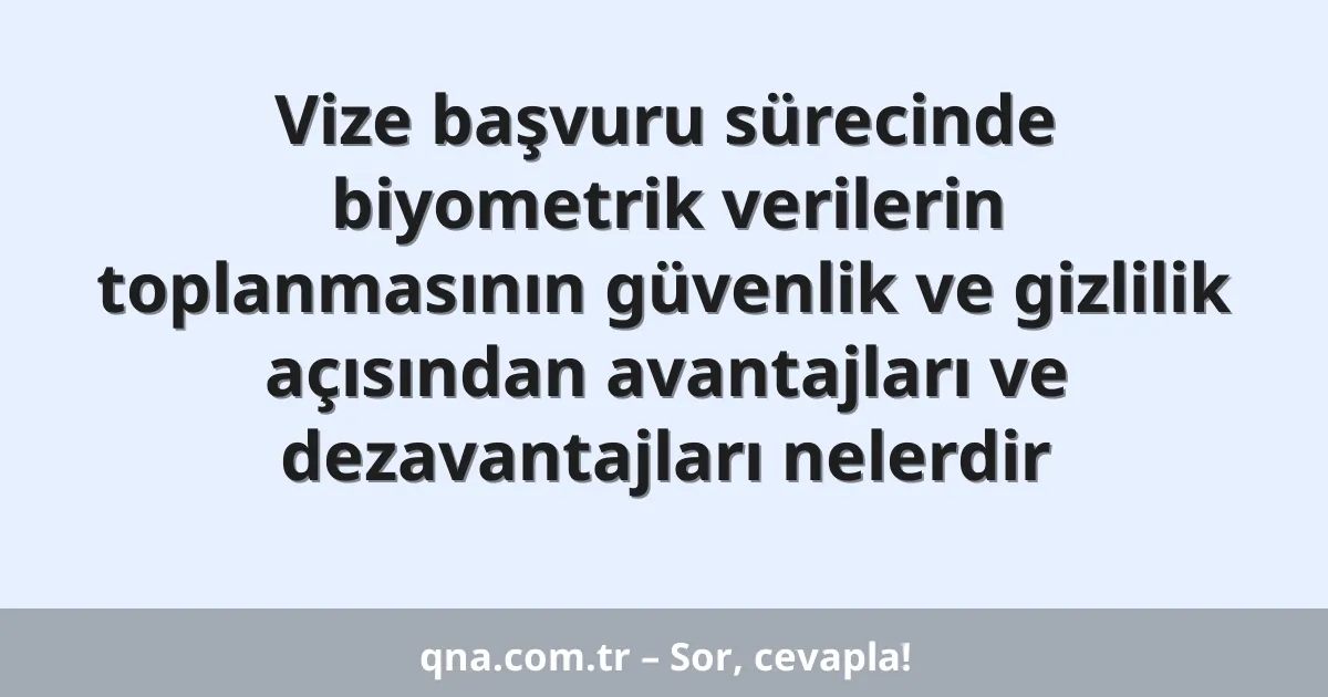 Vize başvuru sürecinde biyometrik verilerin toplanmasının güvenlik ve gizlilik açısından avantajları ve dezavantajları nelerdir