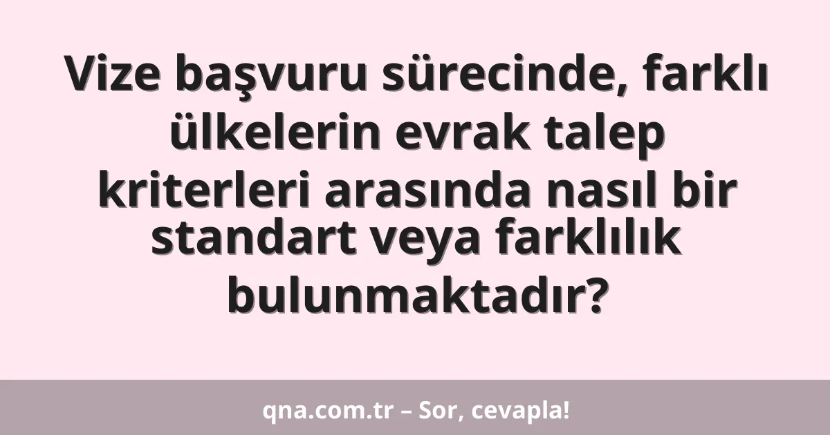 Vize başvuru sürecinde, farklı ülkelerin evrak talep kriterleri arasında nasıl bir standart veya farklılık bulunmaktadır?