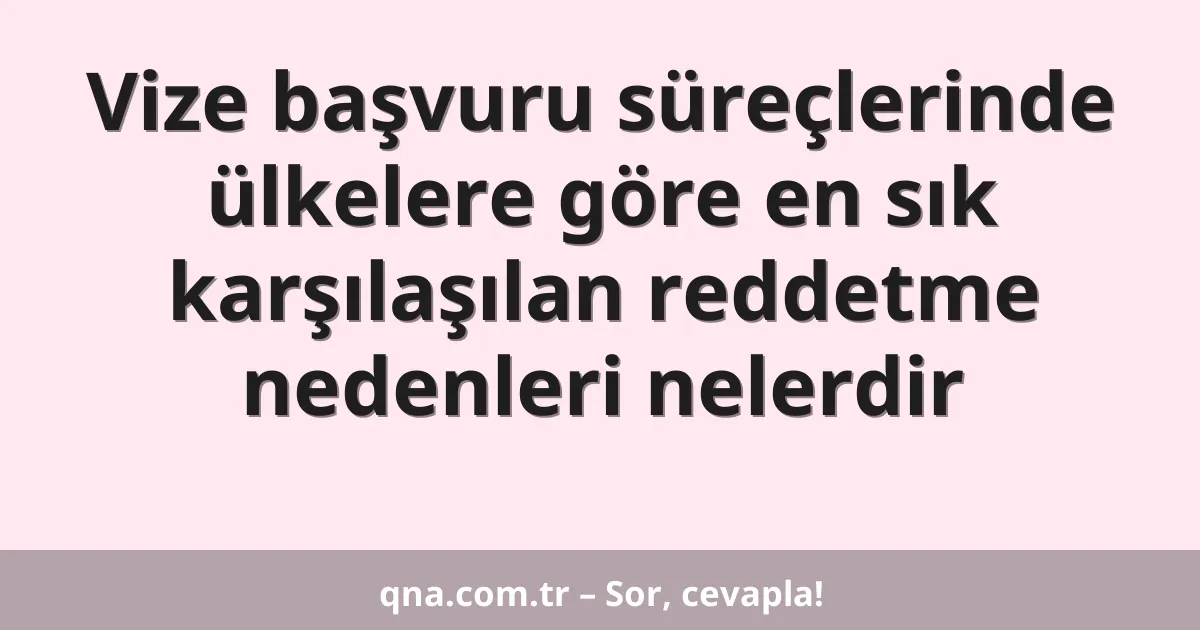 Vize başvuru süreçlerinde ülkelere göre en sık karşılaşılan reddetme nedenleri nelerdir