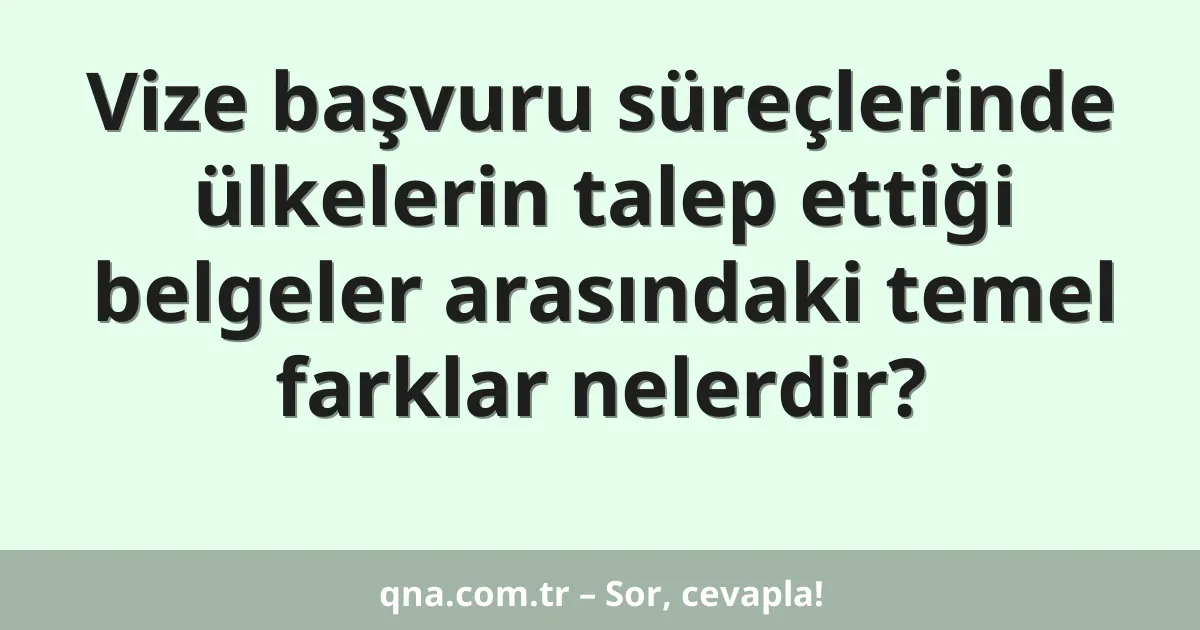 Vize başvuru süreçlerinde ülkelerin talep ettiği belgeler arasındaki temel farklar nelerdir?