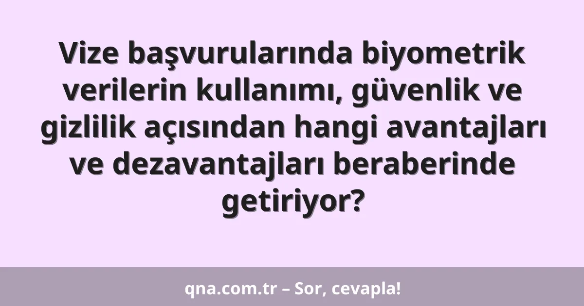 Vize başvurularında biyometrik verilerin kullanımı, güvenlik ve gizlilik açısından hangi avantajları ve dezavantajları beraberinde getiriyor?