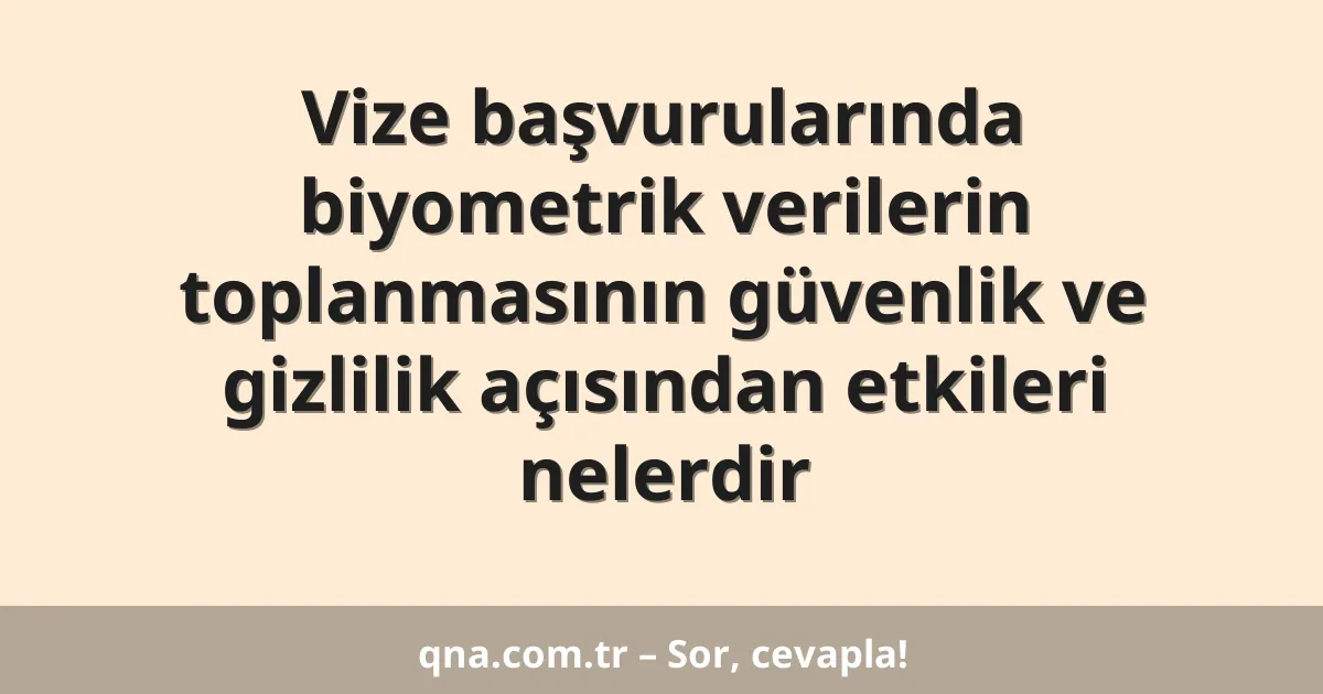 Vize başvurularında biyometrik verilerin toplanmasının güvenlik ve gizlilik açısından etkileri nelerdir