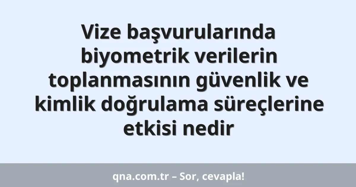 Vize başvurularında biyometrik verilerin toplanmasının güvenlik ve kimlik doğrulama süreçlerine etkisi nedir